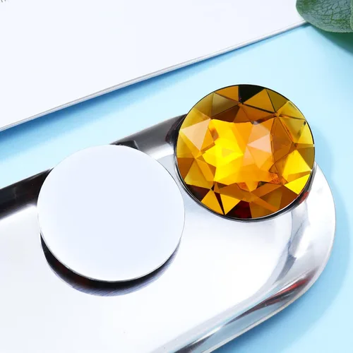 Vista 3 de Diamantes de imitación de parte trasera plana extra grandes de 2.047 in, 6 piezas redondas de acrílico ámbar grandes con parte trasera plana