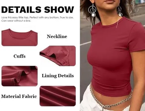 Vista 3 de Paquete de 3 camisetas para mujer, camisetas de manga corta con cuello redondo
