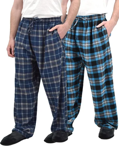 Vista 17 de Andrew Scott - Pantalones de pijama de franela 100 % algodón supersuaves para hombre, diseño a cuadros, paquete de 2