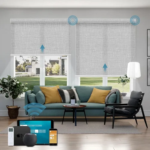 Vista 33 de Cortinas enrollables inteligentes de filtrado de luz motorizadas compatibles con HomeKit, persianas inteligentes para ventanas con 1% de apertura
