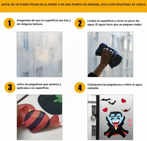 Vista 7 de 6 hojas de adhesivos para ventana, lindas calcomanías y calcomanías de Halloween para niños, decoración de ventanas interiores