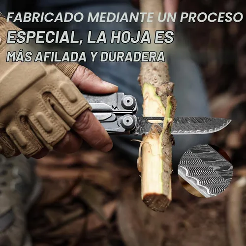 Vista 5 de Multiherramienta, alicates con resorte 25 en 1, multiherramienta, cada herramienta con bloqueo de seguridad, multiherramienta de acero inoxidable