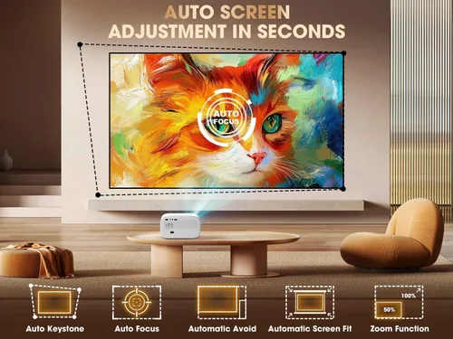Vista 3 de VIZONY Proyector inteligente con WiFi 6 y Bluetooth, compatible con aplicaciones Netflix/YouTube/Prime Video, enfoque automático y Keystone, motor