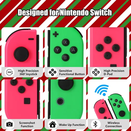 Vista 5 de Tinygu Joy Cons for Switch Nintendo Left and Right Switch Joy Con Controllers Left Right Wireless Remote Replacement for Switch Joycons Support