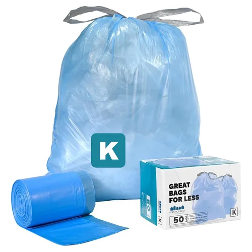 Vista 10 de Plasticplace Bolsas de basura de ajuste personalizado, compatibles con simplehuman Code K (100 unidades) con cordón azul tintado de 10 galones / 38