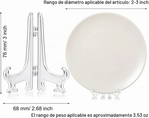 Vista 2 de Wilzing 100 soportes de caballete de plástico transparente de 3 pulgadas, mini soportes de placa acrílica, mini caballete para exhibición, marcos