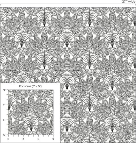 Vista 9 de NextWall Papel tapiz autoadhesivo de hojas de pavo real de mediados de siglo (ébano)