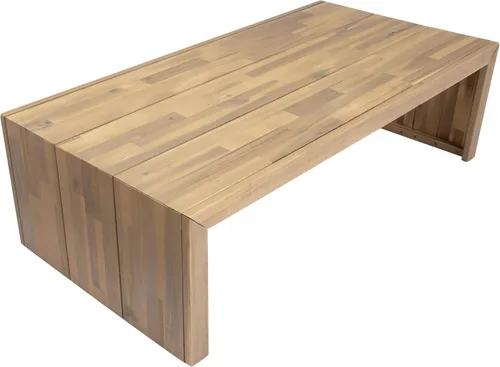 Vista 6 de Juego de sofá de patio al aire libre de 3 plazas de madera de acacia con cojines y mesa de centro para jardín, patio trasero, balcón junto a la teca