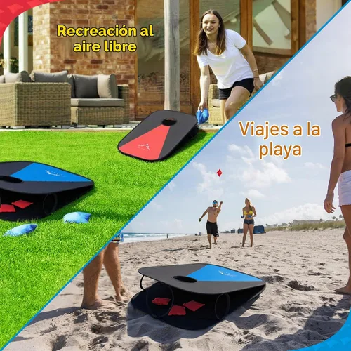 Vista 7 de Himal Tableros plegables portátiles para juego de Corn Hole (de 3 x 2 pies), con 8 sacos para jugar, Azul 8 Toss Bags, Carrying Case, Outdoor Lawn