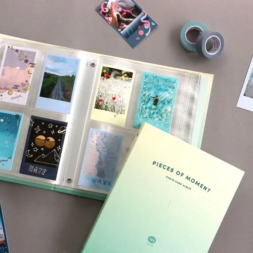 Vista 2 de Álbum de fotos estético simple y encantador coreano de tapa dura para tarjetas fotográficas kpop, polos, polaroides, tarjetas de visita, tarjetas