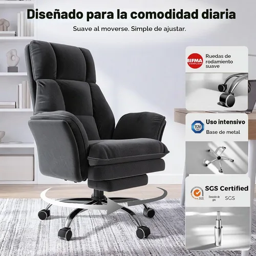 Vista 5 de Silla de oficina grande y alta, reposabrazos abatibles para mascotas