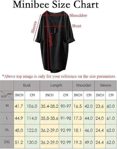 Vista 2 de Minibee Vestido tipo túnica de gran tamaño para mujer, de manga larga, holgada, con bolsillos