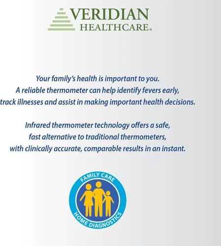 Vista 10 de Veridian Healthcare Termómetro de patillas y axilas Mediciones infrarrojas Lectura rápida de 4 segundos Alerta de fiebre Pantalla