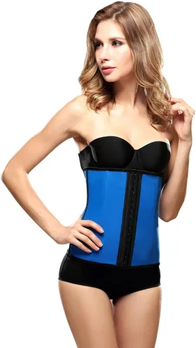 Vista 2 de DreamHigh Corsé de látex sin tirantes para mujer, moldeador de cintura Azul / Patchwork