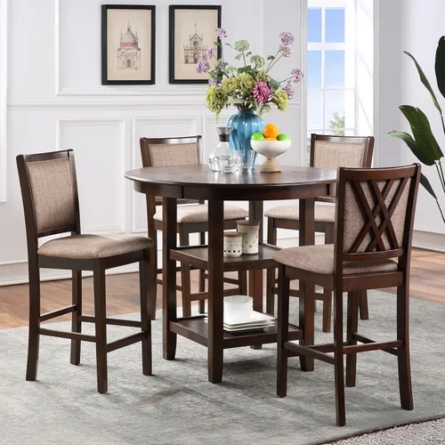 Vista 2 de New Classic Furniture Amy - Juego de mesa de comedor de 5 piezas, color marrón cereza