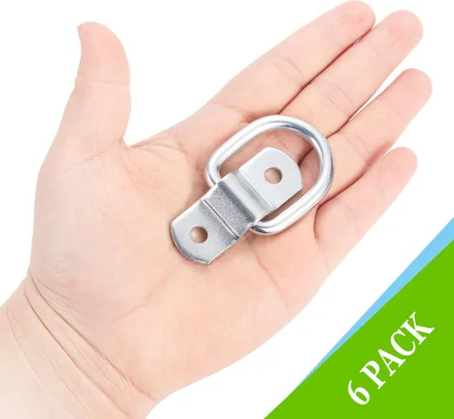 Vista 7 de CZC AUTO Paquete de 6 anclajes de amarre de anillo en D de 1/4 pulgadas, hierro resistente, con tornillos Iron