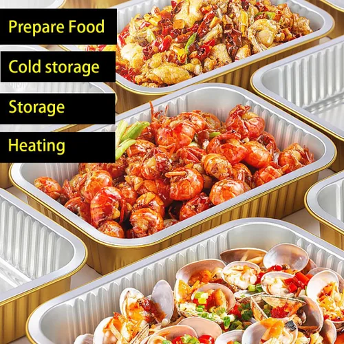 Vista 3 de Sartenes de papel de aluminio de SuiXinCook con tapas, 10 unidades, resistentes, 2 libras, sartén pequeña de papel de aluminio de 8.5"×6