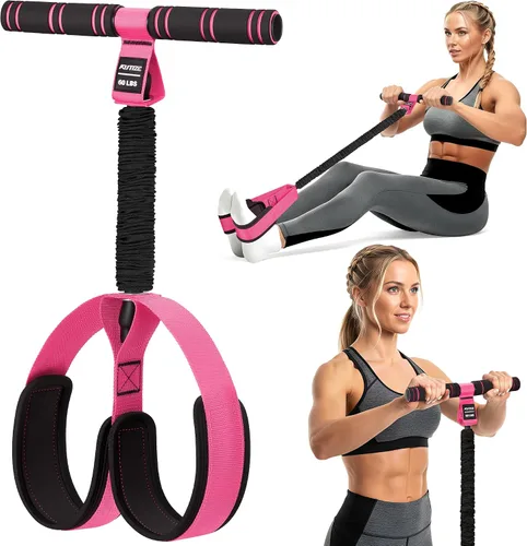 Vista 10 de KUTIZE Multifunction Pedal Resistance Band with Handle, Upgraded Exercise Equipment with Soft Foot Pedal for Sit Up & Full-Body Home Gym Workouts