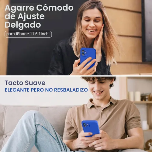 Vista 2 de Vooii Funda compatible con iPhone 11 de 6.1 pulgadas, silicona líquida suave con [forro de microfibra antiarañazos] [borde plano]