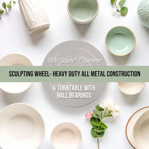 Vista 7 de US Art Supply Rueda de esculpir de 7 pulgadas de diámetro, construcción de metal resistente y plato giratorio con rodamientos de bolas