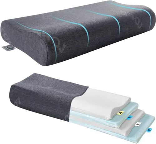 Vista 10 de Almohada de contorno - Almohada cervical de cuello ajustable de suavidad para un soporte ideal, almohada de espuma viscoelástica de 11 alturas