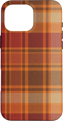 Vista 19 de iPhone 16 Vintage Halloween Naranja Rojo Plaid Otoño Calabazas Caso
