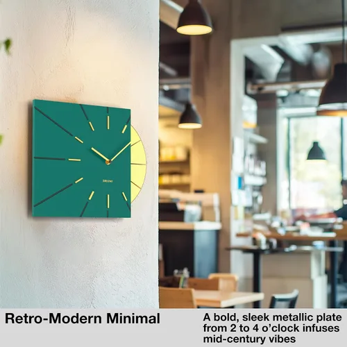 Vista 5 de Driini Reloj de pared moderno de mediados de siglo, paquete verde y azul