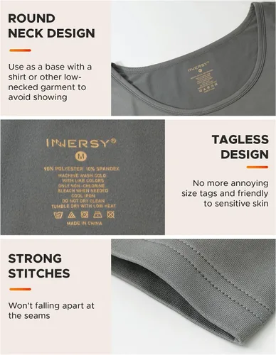 Vista 5 de INNERSY Ropa interior térmica para mujer, manga larga, capa base, camisas ligeras