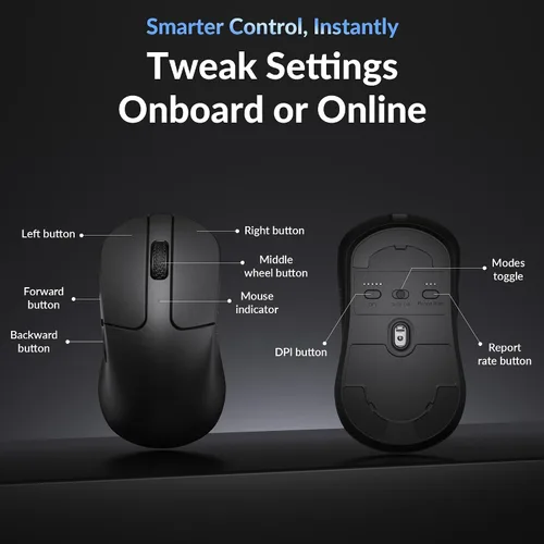 Vista 8 de Keychron M3 Mini 8K Ratón inalámbrico Bluetooth 5.3/2.4 GHz/Ratón óptico con cable, ultraligero de 55g programable con sensor PixArt 3950 hasta