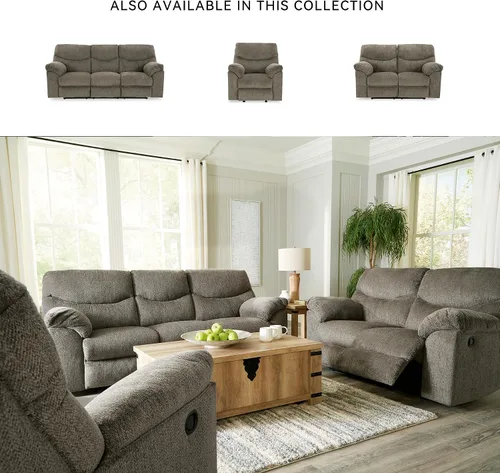 Vista 6 de Signature Design by Ashley Alphons - Sofá biplaza reclinable de transición, color gris claro