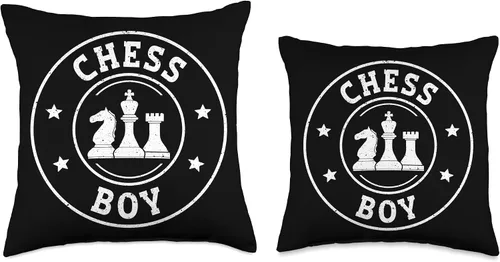 Vista 3 de Chess Retro Vintage Board Game Boy Throw Pillow