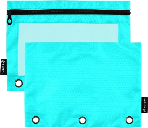 Vista 8 de Firebrick Zipper Pencil Pouch for 3 Ring Binder with Clear Window,Pencil Case 2 Pack Firebrick