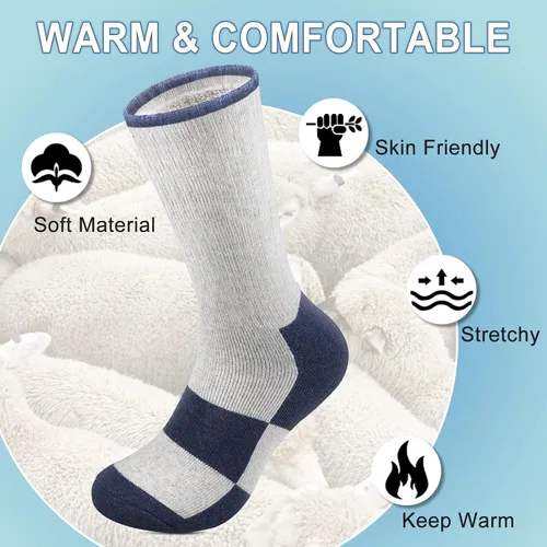 Vista 2 de Reamphy Calcetines térmicos para hombre, calcetines cálidos de lana gruesa para hombre, calcetines de invierno suaves para caminar, senderismo