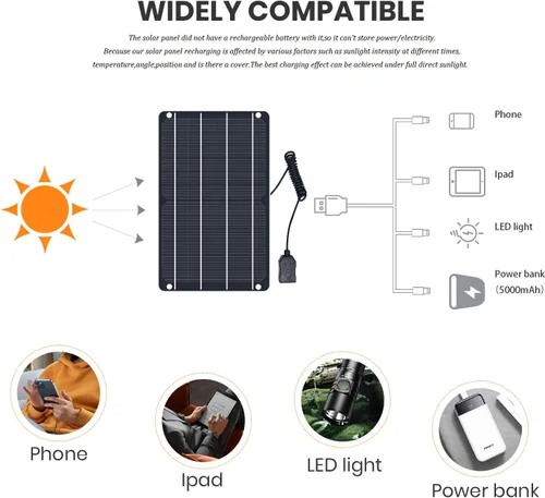 Vista 9 de FlexSolar Mini panel solar USB de 6 W, módulo monocristalino impermeable IP67 Kit de bricolaje con material PET para teléfono inteligente