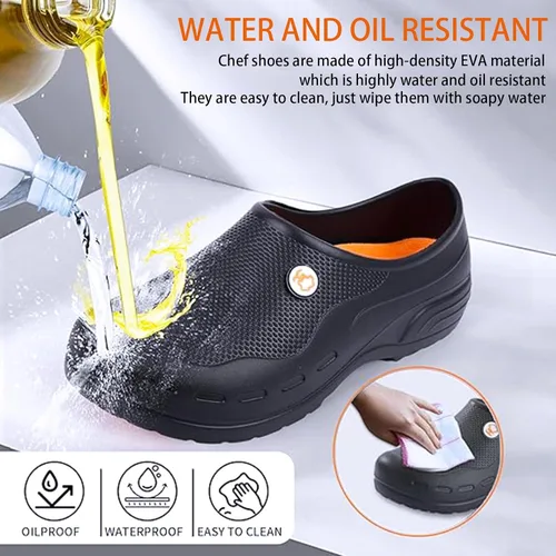 Vista 3 de Slip Resistant Work Shoes for Men and Women, Waterproof EVA Nursing Shoes and Chef Clogs, Oil-Resistant Non-Slip Food Service Footwear for Kitchen