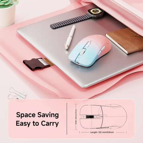 Vista 6 de EWEADN G309 - Ratón inalámbrico para computadora, 2.4G y Bluetooth, ergonómico, inalámbrico, con 4000 DPI, 5 niveles de ajuste, mouse lindo