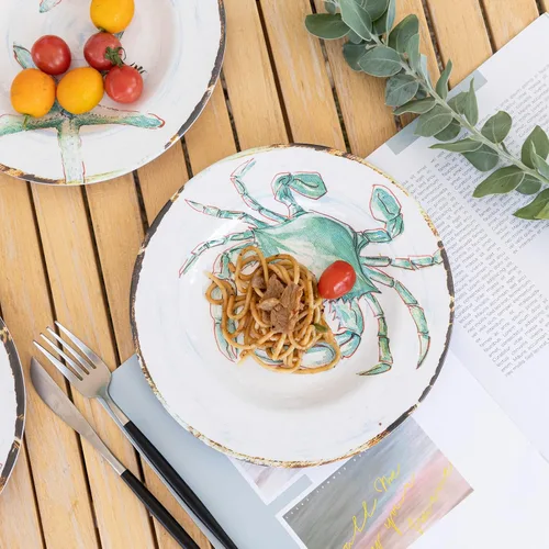 Vista 7 de Juego de 4 platos de ensalada de melamina, platos de ensalada/postre para uso en exteriores e interiores, inastillables, sin BPA, aptos
