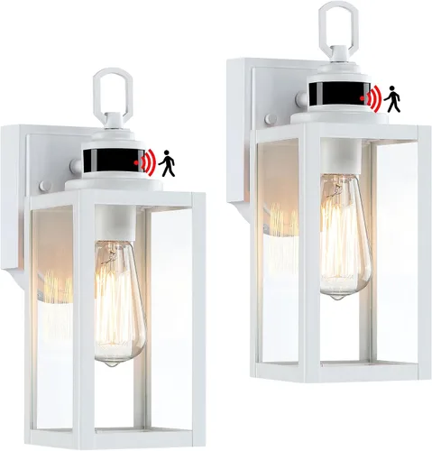 Vista 10 de GRUENLICH Farol de pared para exteriores, aplique de pared para iluminación de porche, base E26 máx. 60 W, carcasa de metal más vidrio, acabado