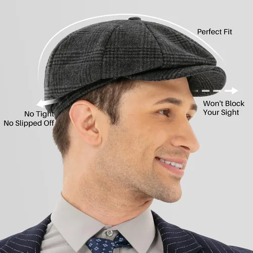 Vista 5 de POUDAY Gorra de Newsboy para hombres y niños, gorra irlandesa de Boston, gorra de taxista para hombre, gorra plana de verano