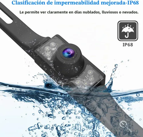 Vista 3 de Cámara de visión trasera con 7 LED de infrarrojos de alta definición visión nocturna impermeable ángulo de visión amplia de color placa de automóvil