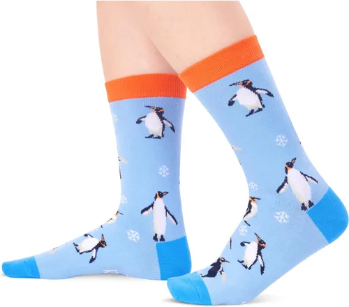 Vista 3 de HAPPYPOP Calcetines locos para mujeres y hombres, divertidos regalos para amantes de los animales, calcetines de pingüinos para amantes