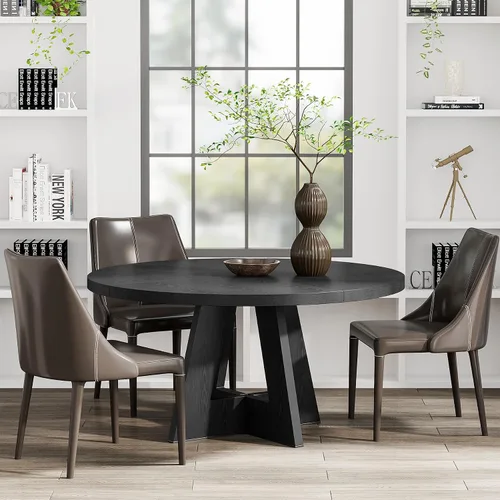 Vista 7 de Tribesigns Mesa de Comedor Redonda de 47 Pulgadas Mesa de Cocina de Madera para Comedor, Mesas de Dinner Room de 47" para 4-6, Muebles de Acento