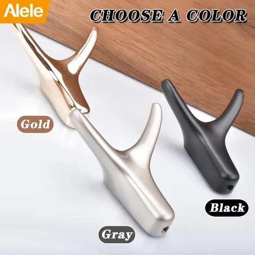 Vista 5 de Alele 2 ganchos de cuerno negros montados en la pared, ganchos de doble pared de metal resistente para colgar abrigos, toallas, sombreros, etc.