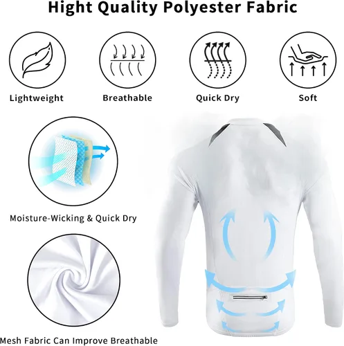 Vista 2 de Cycling Bike Jersey for Men Short and Long Sleeve Bike Bicycle Shirts Biking Clothing Breathable Quick-Dry Shirt with Pockets