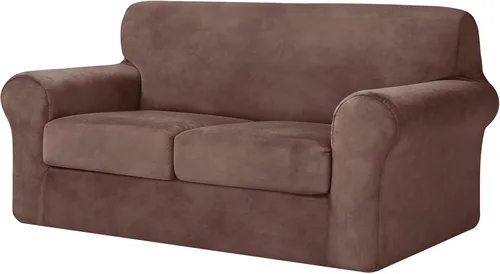 Vista 12 de CHUN YI Fundas de terciopelo para sofá de 4 piezas para sofá de 3 cojines, funda de sofá antideslizante resistente al agua, protector de muebles