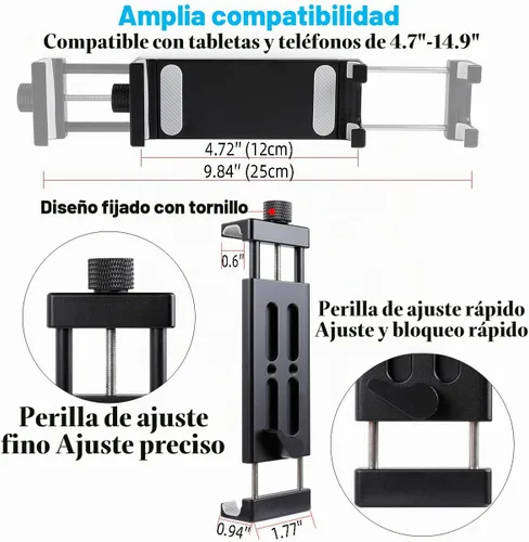 Vista 4 de Soporte para tablet de coche de aluminio con base de taladro