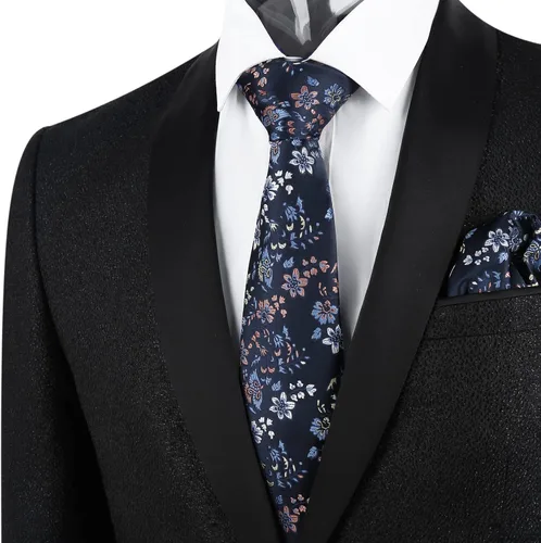 Vista 74 de Alizeal Mens 3.15inches Leaf Flower Pattern Tie with Floral Pocket Square Set