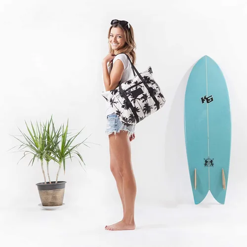Vista 9 de ALOHA Collection Bolsa de playa plegable a prueba de salpicaduras con cremallera superior. Bolsa de mano lavable para piscina, playa y viajes