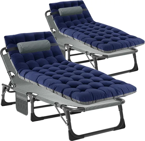 Vista 10 de Sillas plegables portátiles, cuna reclinable, perfectas para piscina, playa, patio, camping