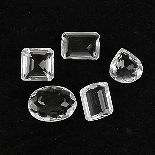 Vista 3 de GEMHUB Juego de 4 cuentas sueltas de topacio blanco de corte mixto de 200 unidades, Gema, Topacio artificial